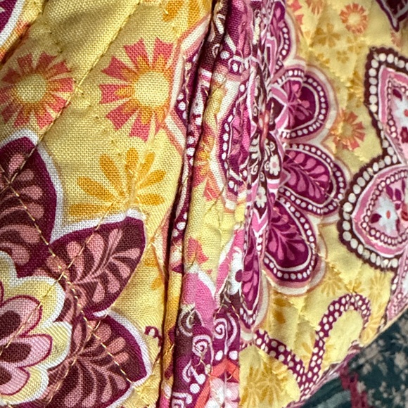 Vera Bradley Yellow and Pink Quilted Bag machine washable approx 9” x 14” - Picture 12 of 13